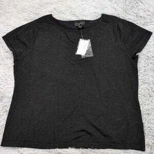 Investments II Shirt Womens  1X Black Tee Comfort Casual Preppy New